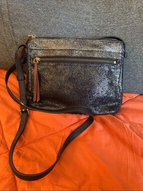 Fossil Sparkle Crossbody Bag with Front Zip Pocket